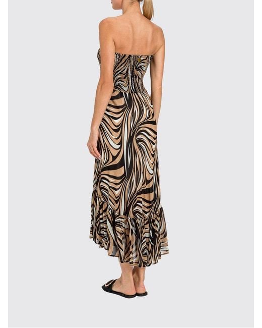 Twinset White Printed Viscose Midi Dress