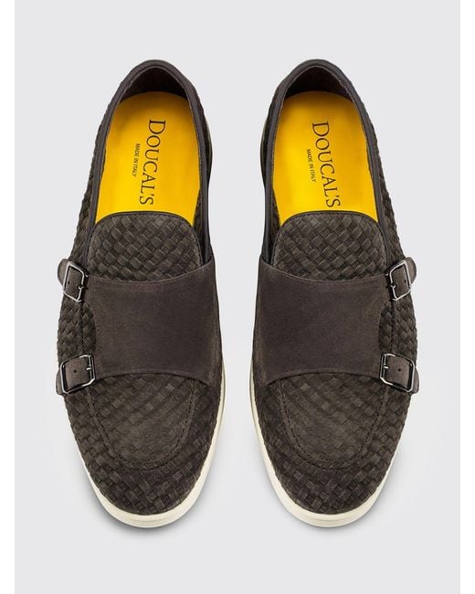 Doucal's White Woven Suede Monk Strap for men