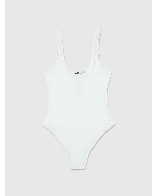 DIESEL White Maura-Dnm Ribbed One-Piece Swimsuit