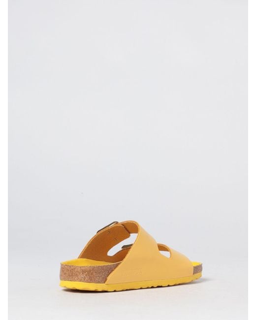 Birkenstock Yellow Arizona Smooth Leather Sandals With Double Buckles
