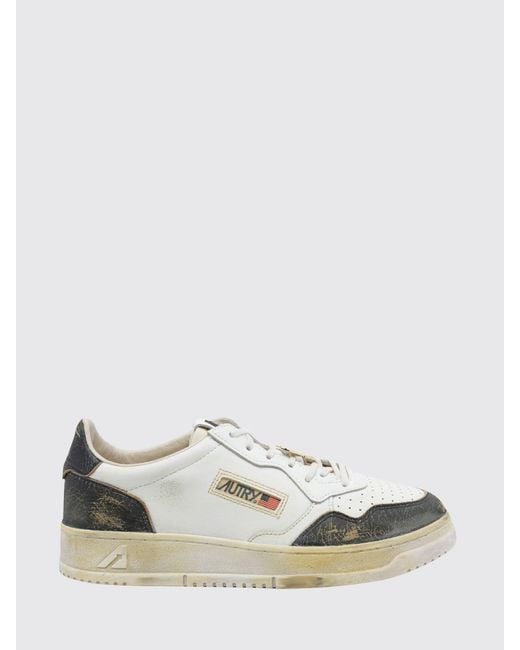 Autry White Medalist Low Super Vintage Calfskin Sneakers With Worn Effect for men