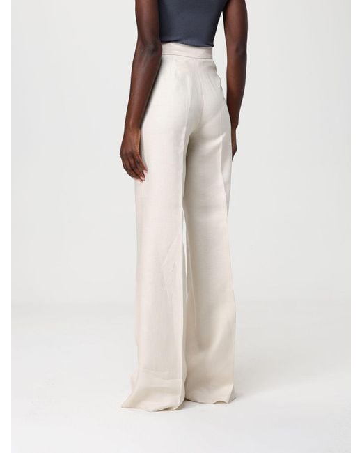 Max Mara White Badesse Palazzo Linen Trousers