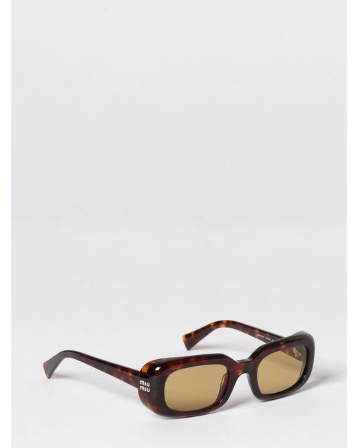 Miu Miu Multicolor Rectangular Frame Acetate Sunglasses With Contrast Logo