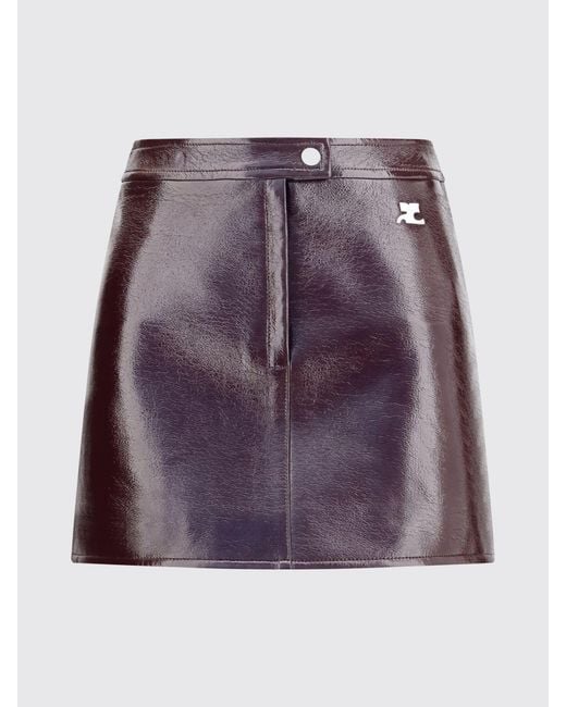Courreges CourrÈ Ges Embroidered Logo Coated Cotton Pencil Mini Skirt