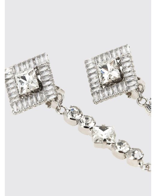Alessandra Rich White Crystal Drop Earrings