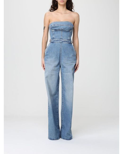 Elisabetta Franchi Blue Denim Jumpsuit
