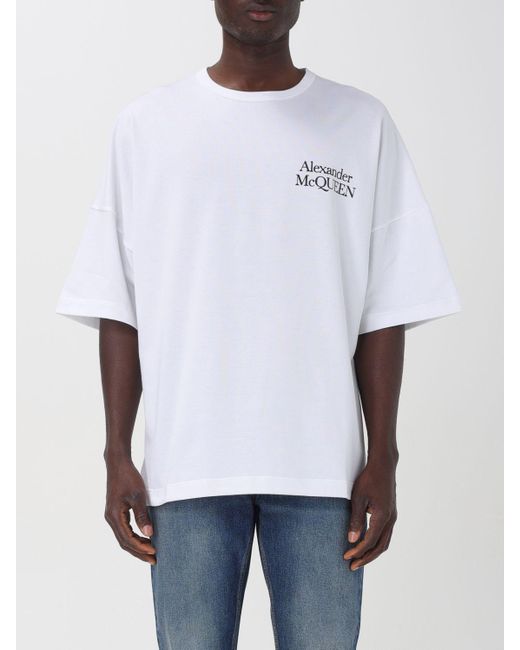 T-shirt oversize con logo di Alexander McQueen in White da Uomo