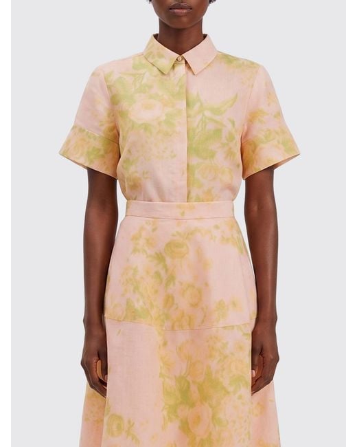 Erdem Natural Floral Pattern Linen Blend Shirt