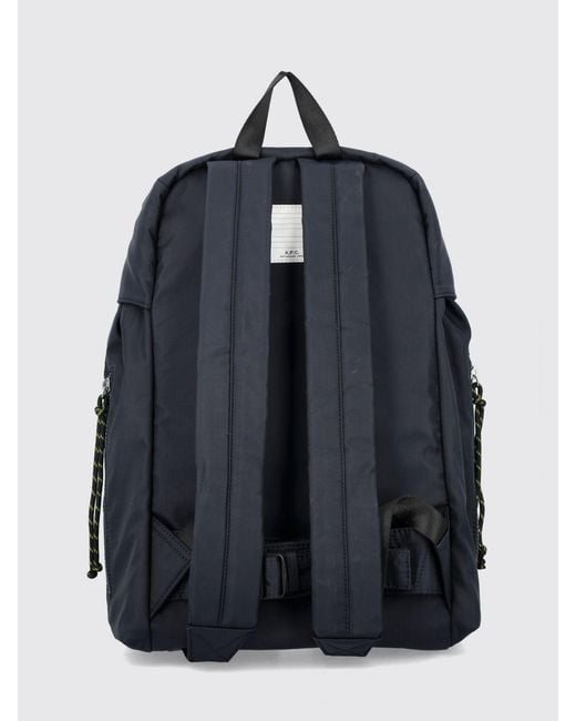 A.P.C. Blue Trek Nylon Backpack With Padded Straps And Flap Closure for men