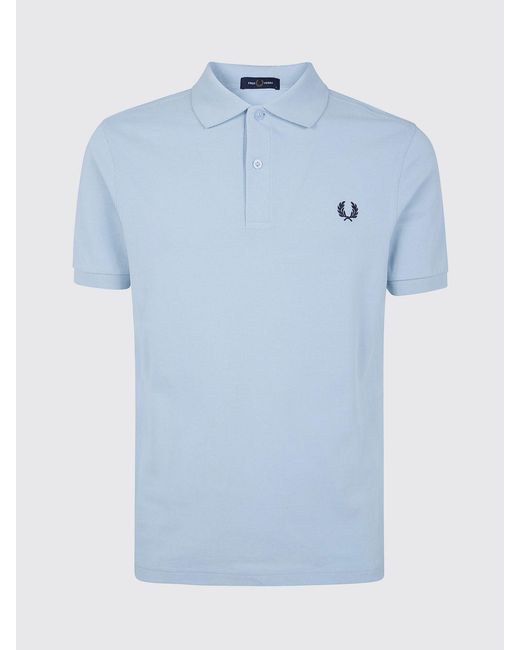 Fred Perry Blue Cotton Polo Shirt With Logo for men