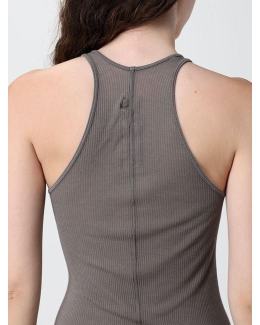 Rick Owens Gray Viscose And Silk Tank Dress