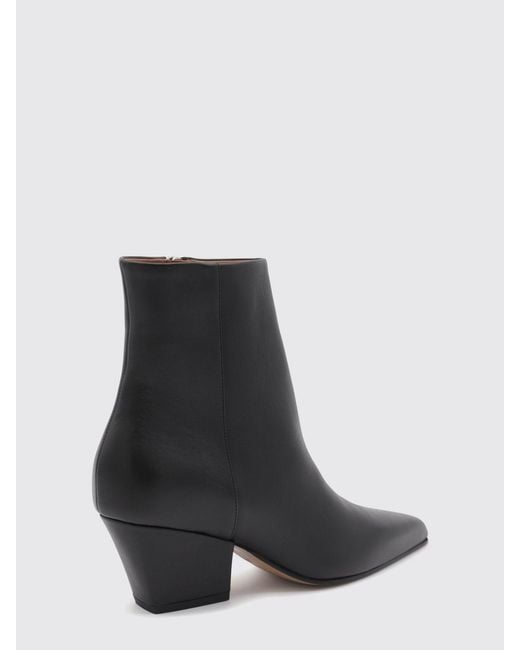 Paris Texas Black Jane Calf Leather Western Ankle Boots With Chunky Heel