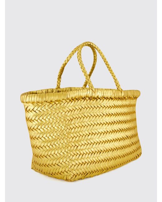 Dragon Diffusion Metallic Triplo Salto Woven Leather Handbag With Double Handle