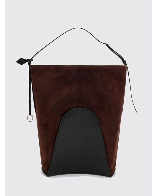 Alaïa Brown Hip Suede Sheepskin Bucket Bag With Logo Charm