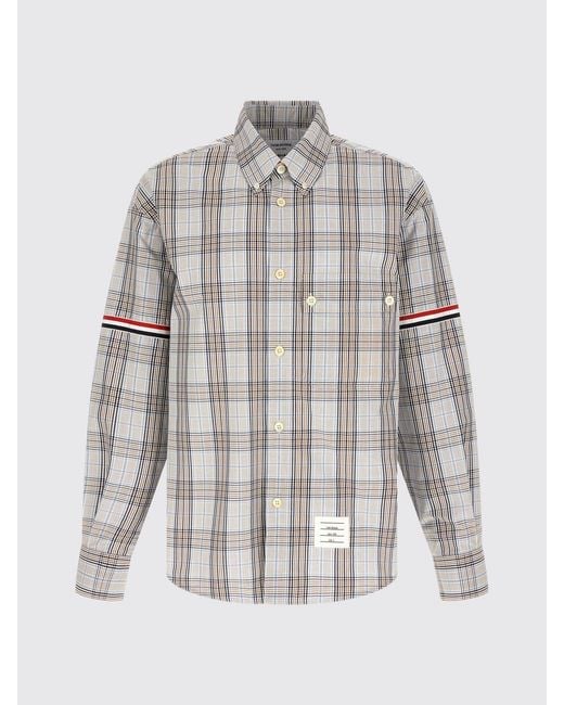Thom Browne Gray Tartan Cotton Shirt for men