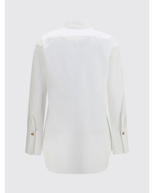 Balmain White Cotton Poplin Shirt With Concealed Buttoning
