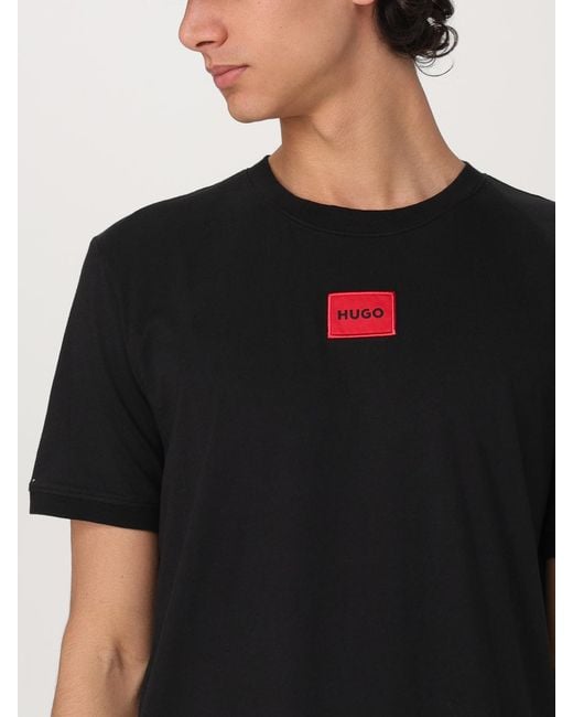 T-Shirt Basic Con Mini Logo di HUGO in Black da Uomo