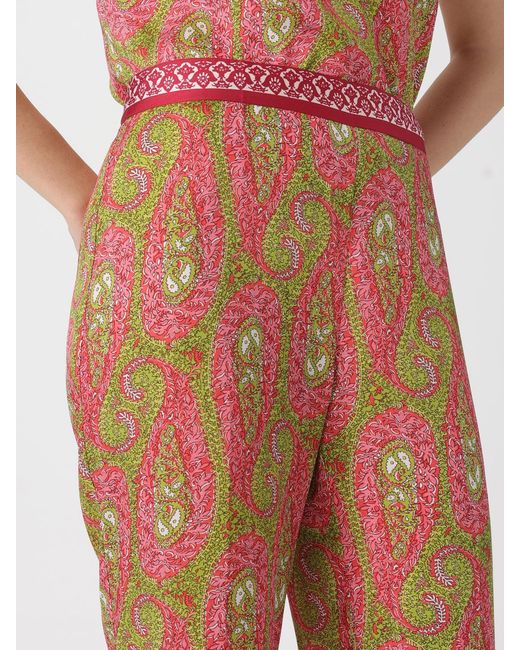 Etro Pink Printed Silk Trousers