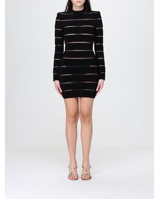 Balmain Black Rhinestone Embellished Viscose Blend Mini Dress