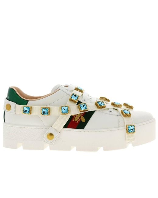 Gucci White New Ace Platform Trainers