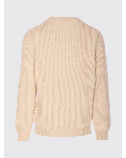 Fendi Natural Wool Crew Neck Pullover for men