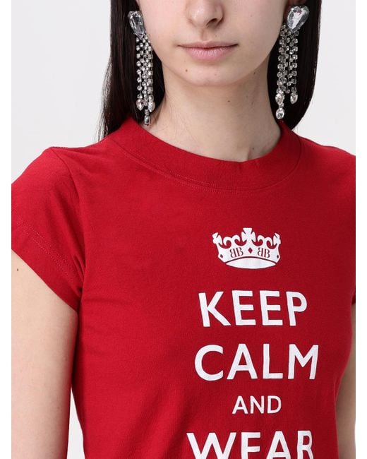 Balenciaga Red Keep Calm Cotton Crop Top