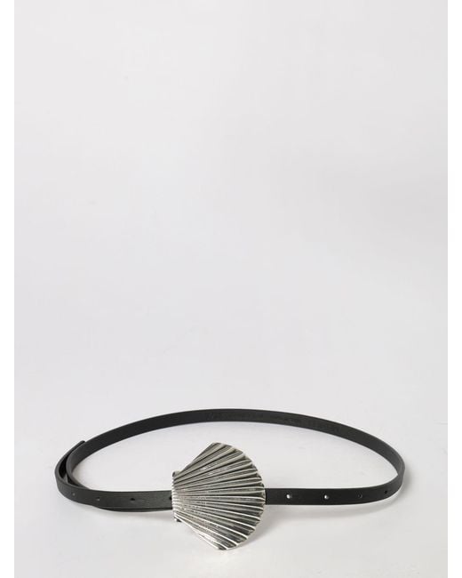 MEIMEIJ White Smooth Leather Belt With Seashell-Shaped Metal Buckle