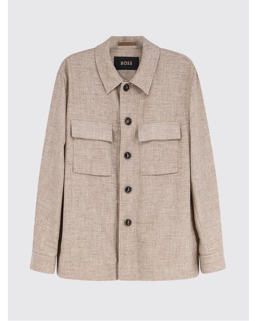 Boss Natural Virgin Wool Blend Overshirt for men