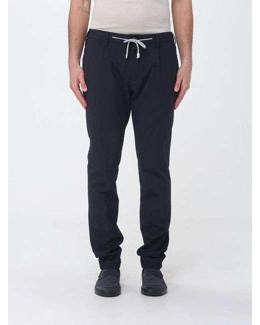 Eleventy Blue Wool Drawstring Trousers for men