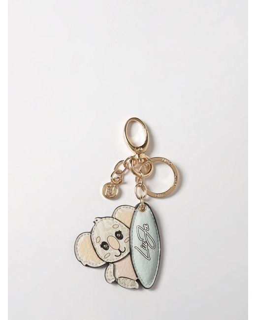 Liu Jo White Koala Faux Leather And Brass Keychain