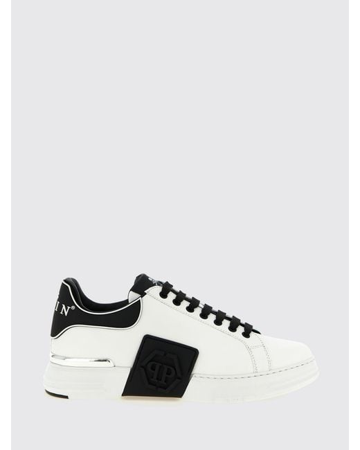 Philipp Plein White Phantom Kick$ Leather Sneakers for men