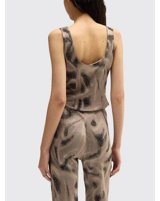 MACCAPANI Brown Abstract Cotton Blend Top