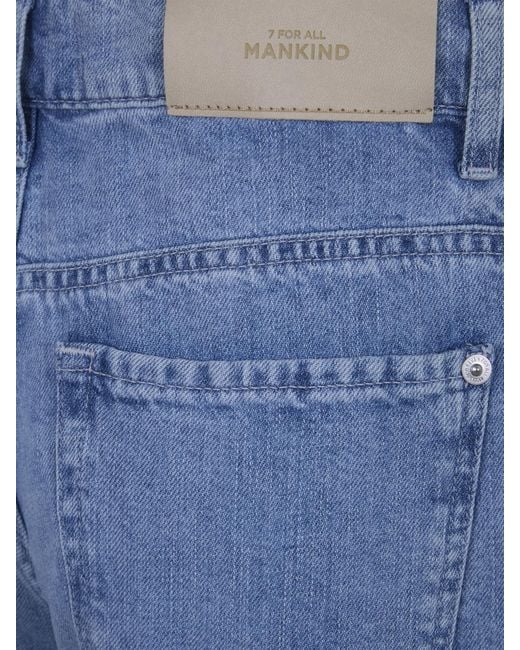 7 For All Mankind Blue Wide Leg Denim Trousers