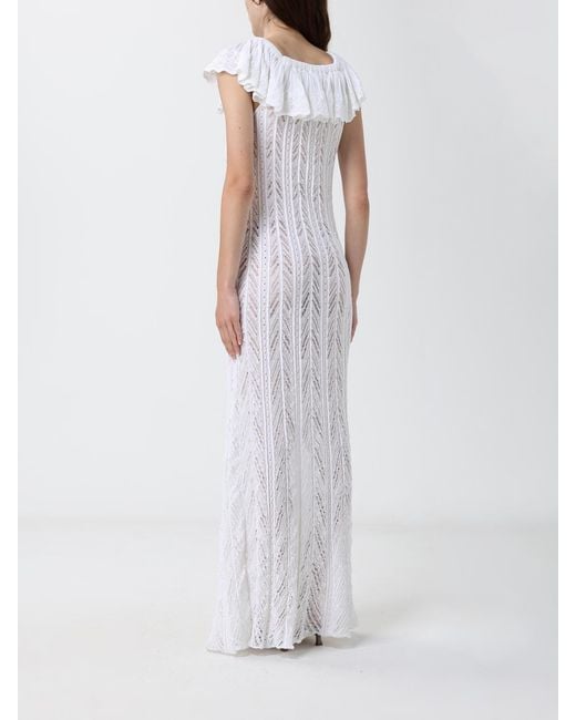 Antonino Valenti White Capri Off-The-Shoulder Evening Gown With Ruffles