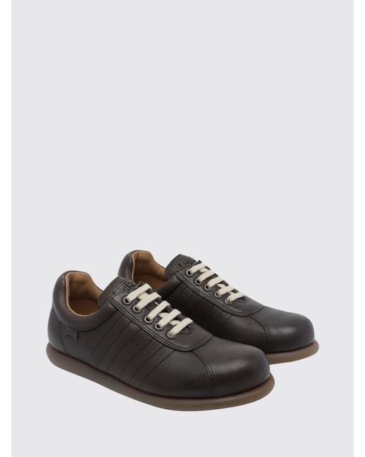 Camper Black Pelotas Low-Top Smooth Calf Leather Trainers With Rubber Sole for men
