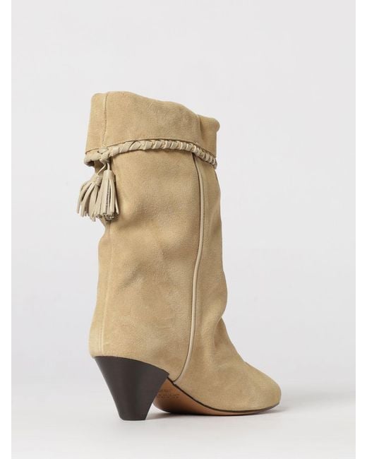 Isabel Marant Natural Dalby Suede Ankle Boots With Tassels