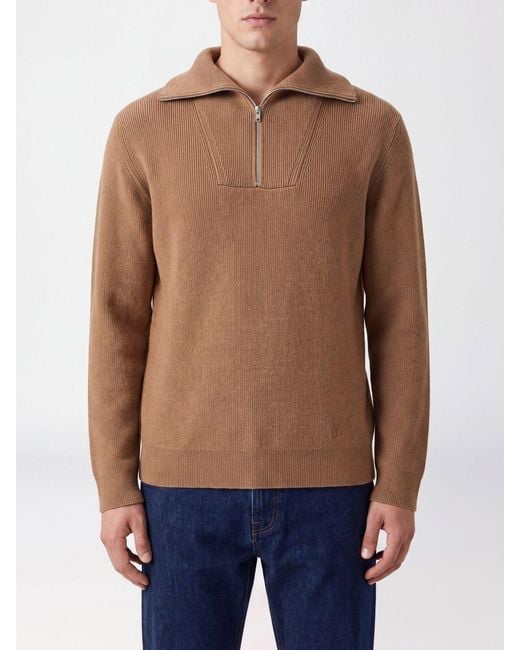 Valentino Garavani Blue Cotton Turtleneck Jumper With Half-Zip Closure for men