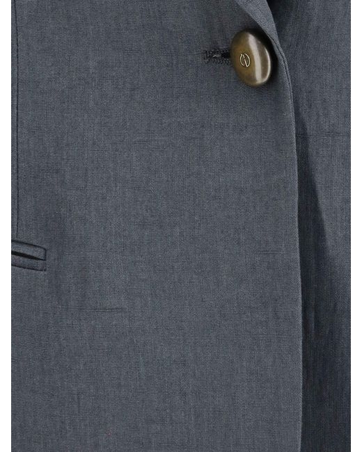 Giorgio Armani Gray Linen Single Breasted Blazer