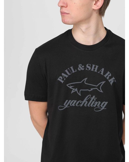 T-shirt in cotone di Paul & Shark in Black da Uomo