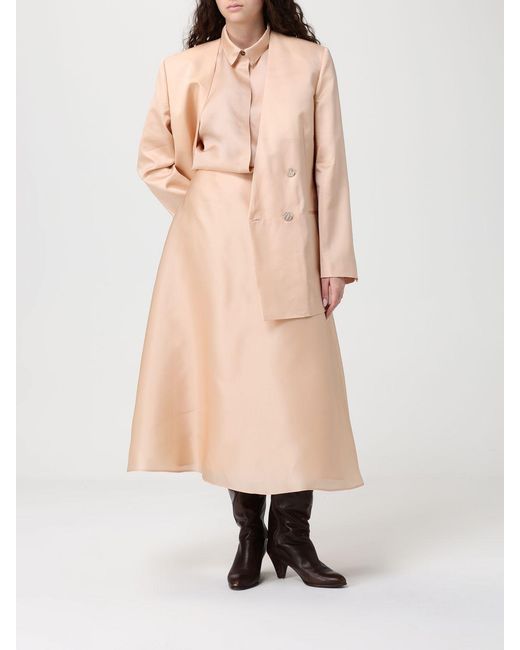 Alberta Ferretti Natural Silk Organza Midi Skirt