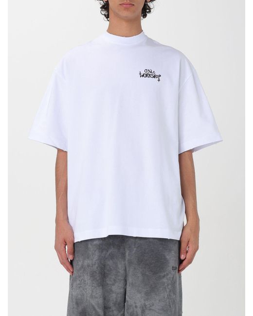 T-shirt in cotone organico di 032c in White da Uomo