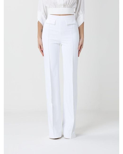 Elisabetta Franchi White Crêpe Straight Trousers