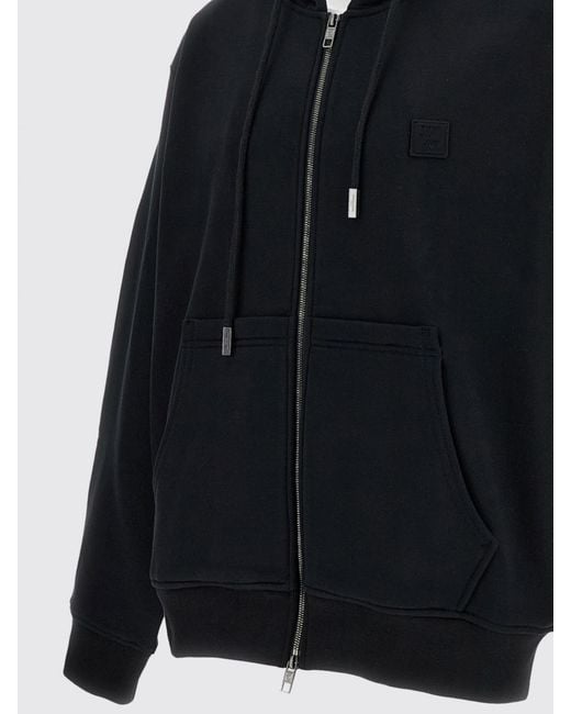 Wooyoungmi Black Contrast-Logo Cotton Zip-Up Hoodie for men