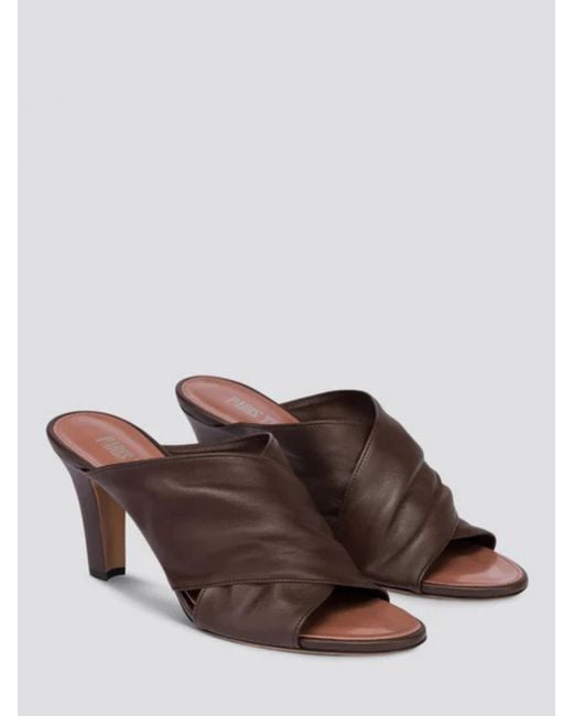 Paris Texas Brown Crossstrap Leather Mules Mid Heel