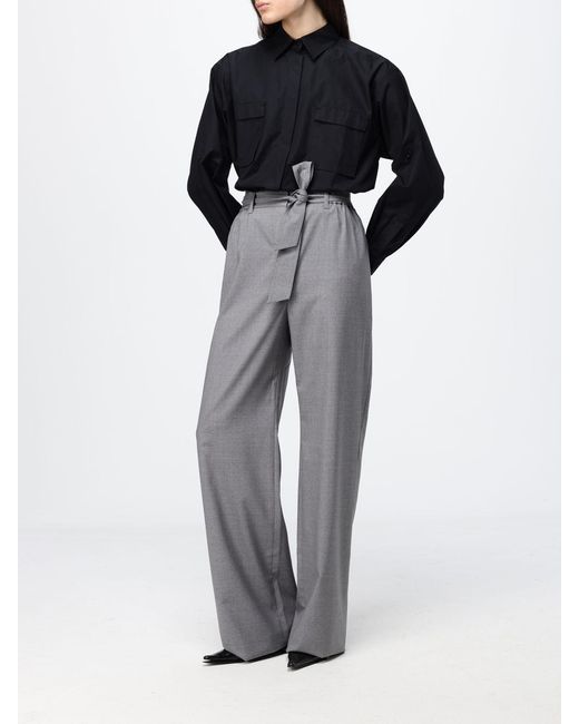 Max Mara Gray Virgin Wool Palazzo Trousers