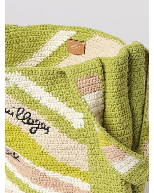 Lancel Yellow Summer Mania Crochet Cotton Bag