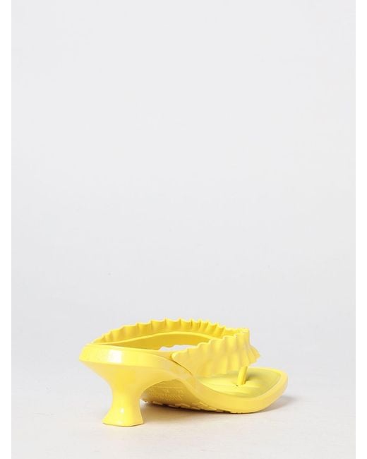 Melissa X Ganni Yellow Ruched Pvc Thong Sandals With Low Heel