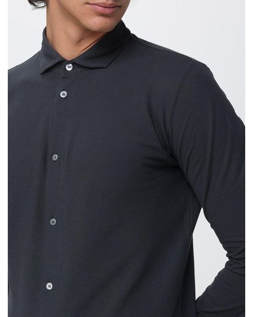 Zanone Blue Knit Polo Shirt for men