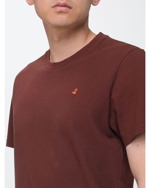Brooksfield Red Cotton Crew Neck T-Shirt With Logo for men