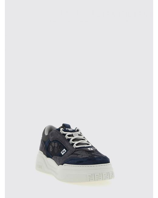 Fendi White Force Suede And Mesh Sneakers for men